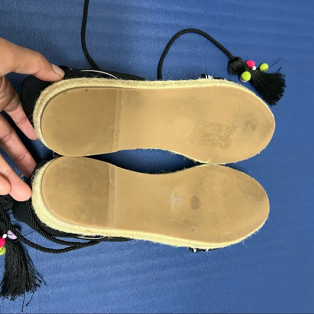 Betsey Johnson Womens Hazyl Espadrille Shoes Black Ankle Strap 8.5